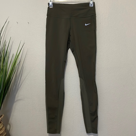 NIKE DRI FIT WORKOUT LEGGINGS IN OLIVE GREEN - Picture 2 of 11